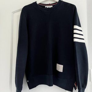 Navy Sweatshirt with white stripe sleeve arm band